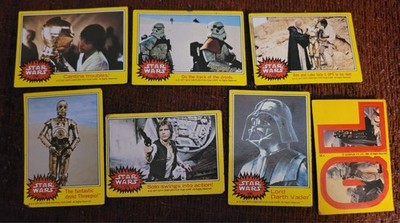 1977 Star Wars Topps Trading Cards Yellow Series 3 Set of 7 Cards