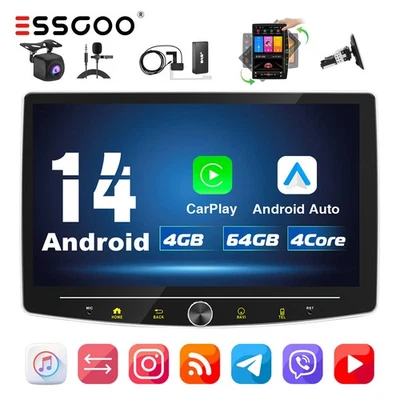 DAB+ Carplay Autoradio 1DIN 10" Android 14 4+64G GPS drehbarer Bildschirm Kamera - Bild 1 von 4