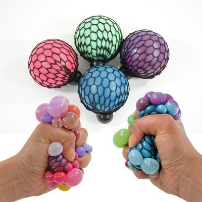 4 x Rainbow Netzball Mesh Squishy Antistress Ball Quetschball Knetball Ø 6,5 cm