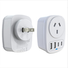 Japan Travel Adapter AU to JPN Plug Adapter with 2 USB C 2 USB A Ports
