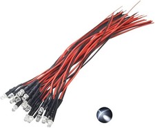 20pcs Pre Wired 3mm White Blinking LED Lights 1.5Hz Flashing 7.9 Color: White