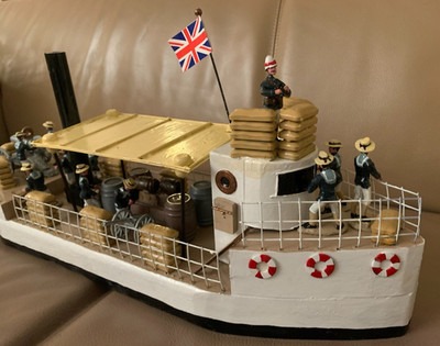 German Artilleryman: River Gun Boat + 11 M., Genuine 54mm, 52cmL/14W/25H, Single