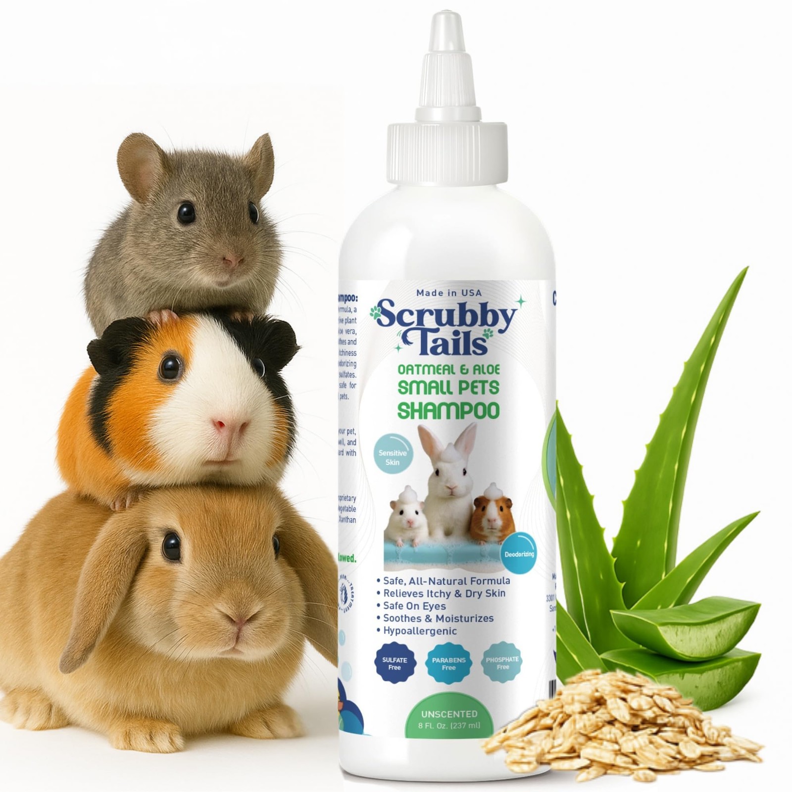 Natural Oatmeal & Aloe Vera Small Pets Shampoo for Guinea Pi