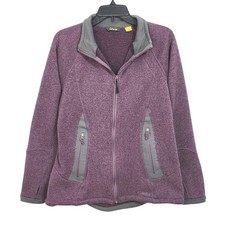 Cabelas Full Zip Knit Sweater Jacket Womens Large Purple Outdoor Casual Travel