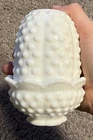 VINTAGE FENTON White Milk Glass Hobnail FAIRY LAMP LIGHT 4”