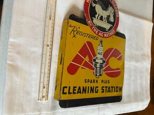 Vintage Style AC Spark Plugs Cleaning Station Heavy Steel Metal Top Quality Sign
