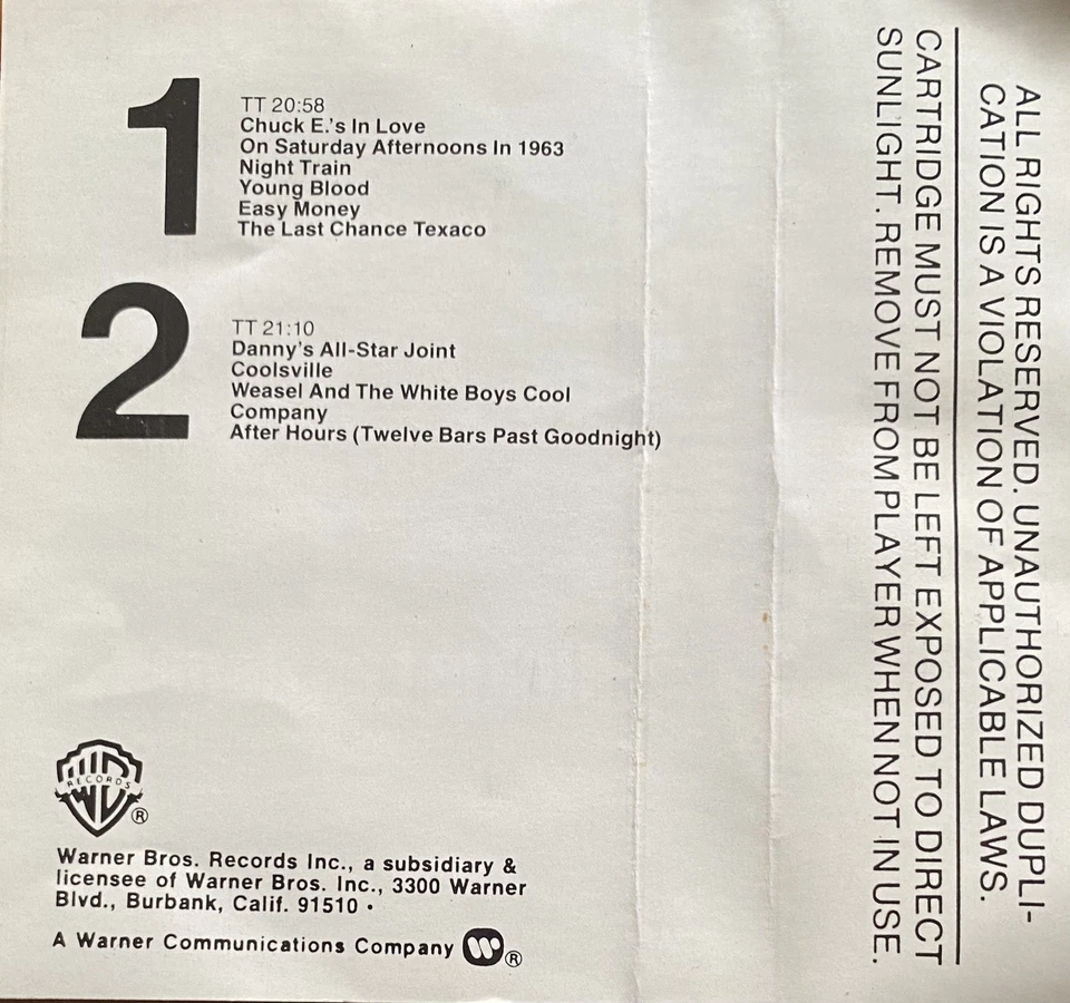 Rickie Lee Jones Self Titled Indonesian Cassette - Image 2 of 4