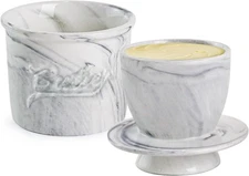 Butter Crock for Counter with Water, French Keeper M, Marble White 