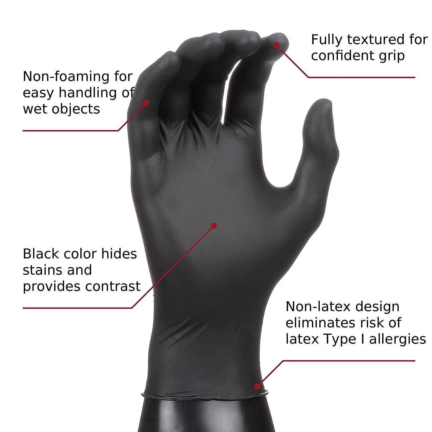 Black Disposable Nitrile Gloves - 100/Box (Large)