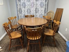 Antique TELL CITY 8 Piece Dining Table Set, Style #8046