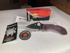 Spyderco Dragonfly Micro-Melt PD#1 Black Blade Burgundy FRN Handles