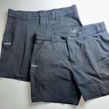 Lot Of 2 Black Huk Fishing Next Level Shorts Men  s Size 2XL XXL 7  Inseam