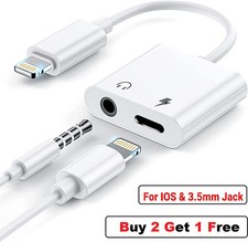 2 in 1 Dual Adapter 3.5mm Headphone  Charger For iPhone 8 PLUS X XS XR 11 12 13