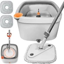 Self Wringing 360° Rotating Clean Mop-Head and Bucket Set for Hardwood Tile