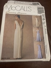 New McCall's Pattern 2110 Evening Gown Wedding Long Scoop Back sz 16, 18, 20