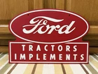 Ford Tractor Implements Sign Double Sided Gas Oil Farm Vintage Style Wall Decor