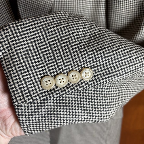 Southwick Houndstooth Sport Coat 39R Black White Gray Wool Jacket Blazer 38 40 - Afbeelding 4 van 7