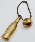 Vintage Keychain Coca Cola Bottle w Heavy Baseball Fob Charm or Pendant on It