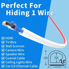 78" Silicone Cable Hider Wall Cord Cover for TV Wire Management White