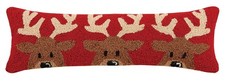 Peking Handicraft Santa Reindeer Trio Wool Lumbar Pillow