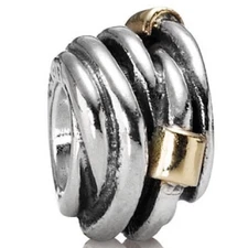 Authentic Pandora Sterling Silver and 14k Gold ROPE Charm 790251