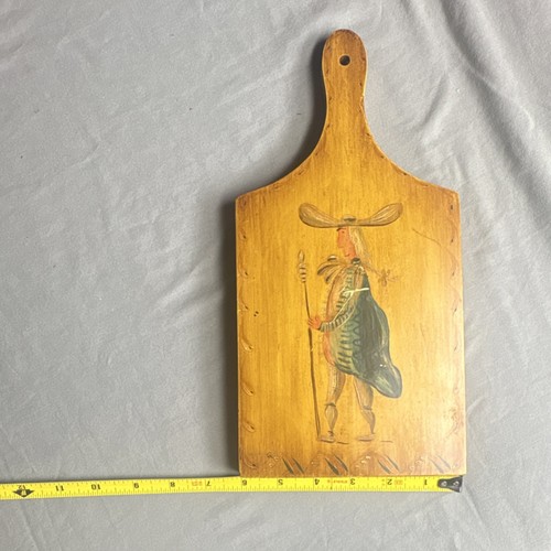 Hand Painted Folk Art Rectangular Wooden Chopping Board, Light Brown, 15x8 in