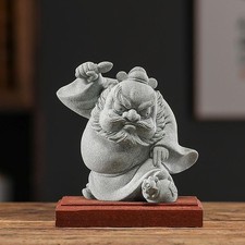 Qingsha Stone Zhong Kui Taoist Figurine Fish Tank Landscape Desk Tea Pet Decor