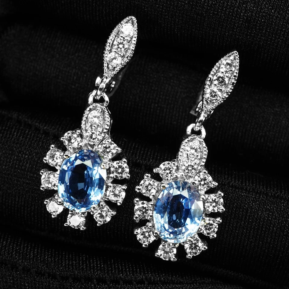 Orecchini in argento sterling 925 oro bianco fiordaliso incontaminato... - Immagine 3 di 4