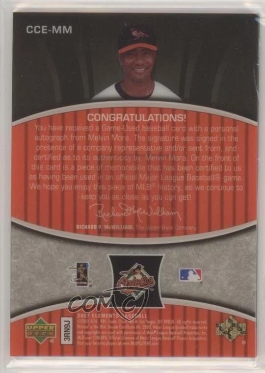 2007 Upper Deck Elements Clear-Cut Elements Gold /99 Melvin Mora #CCE-MM Auto - Image 2 of 2