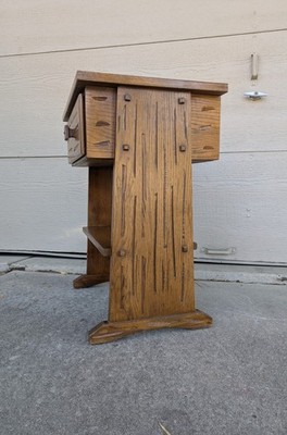 Vintage Drexel Heritage Rustic Country Ranch Oak Style End Table