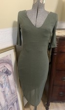 Express Dress Ribbed Knit Army Green Size Small 3/4 Sleeve Pullover Stretch NEW