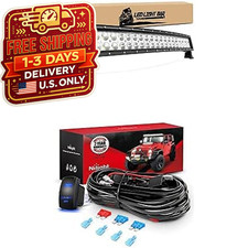 Curved LED Light Bar Spot Flood Combo w/ Wiring Harness Rocker Switch 22" 120W