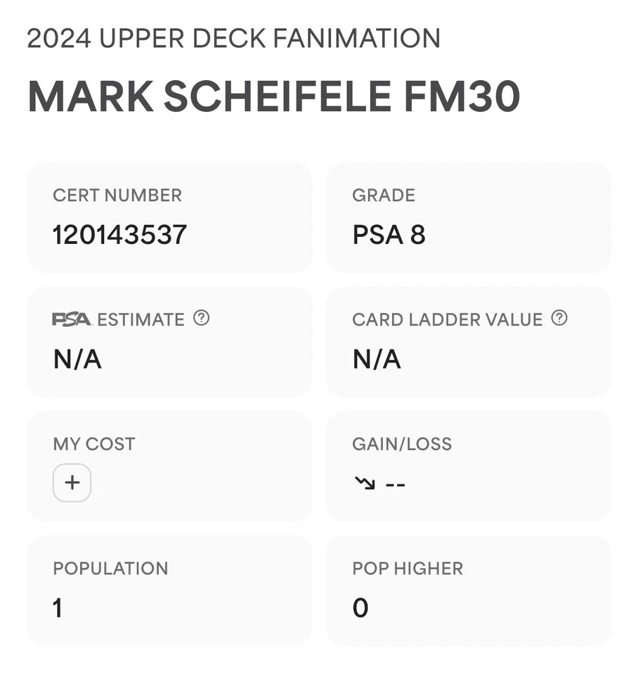 Mark Scheifele Signed 2024 Upper Deck Fanimation PSA 8/10 POP 1 None Higher - Image 3 of 3