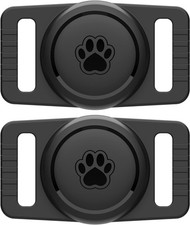 for Airtag Dog Collar Holder 2 Pack,Waterproof black