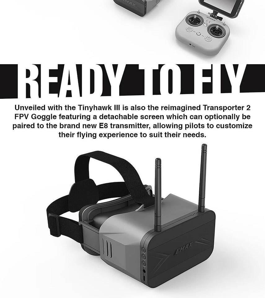 Emax Tinyhawk 3 III FPV Drone RTF Starter Racing Quadcopter Goggles Transmitter - Image 4 of 4