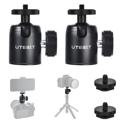 2 Pack Universal 1/4'' Swivel Mini Head Screw Tripod Mount, 360° Rotating Moun...