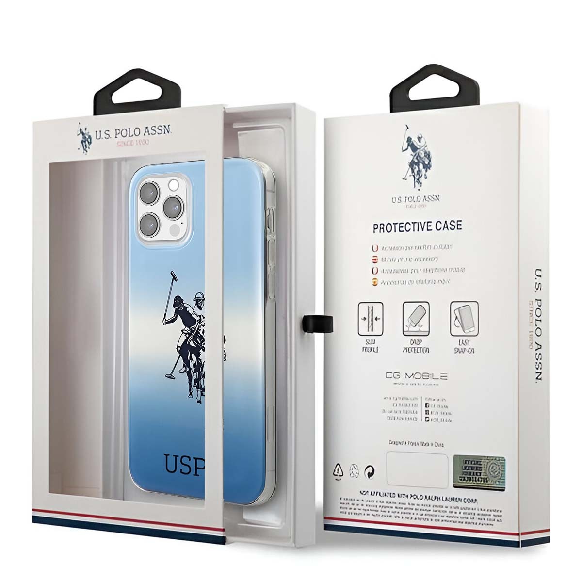 Coque iPhone 12 Pro U.S Polo de luxe avec logo dégradé bleu