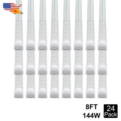 24 Pack 8FT LED Shop Light Fixture 144W 8 Foot LED Tube Lights Integrated 6500K
