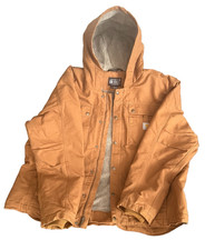 Carhartt Washed Duck Bartlett Jacket 103826 Brown Sherpa Lined Hooded Mens 2XL