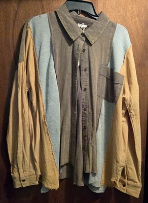 NWT Hem & Thread Woman's Long Sleeve Button Up Top Large