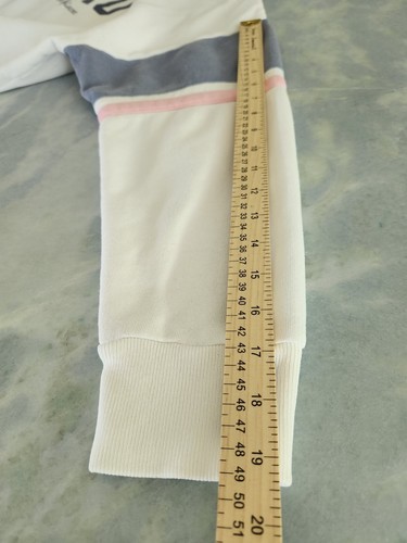 Polo Ralph Lauren Sweatshirt XL White Blue Pink Raw Edge Logo Stripe Sleeve - Picture 12 of 12