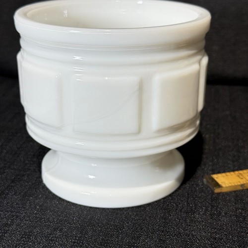 Vintage White Milk Glass Embossed Grecian Footed Pedestal Vase Pots Lot of 2 - Picture 14 of 15