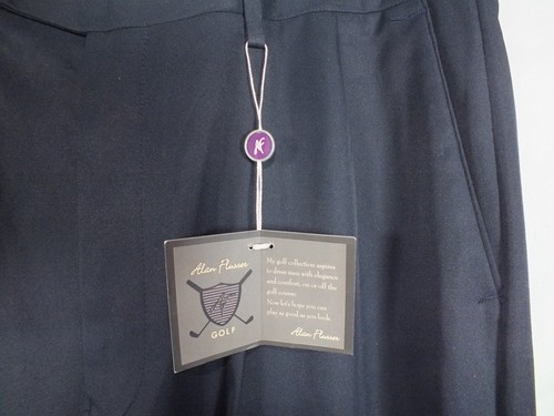 Alan Flusser Golf Pants Dark Blue Pleated Comfort Waistband 38 x 34 NWT - Picture 2 of 13