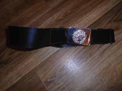 PIPE MAJORS AND PIPERS SCOTS GUARDS BLACK PATENT BELT BRITISH ARMY ISSUE - Picture 3 of 4