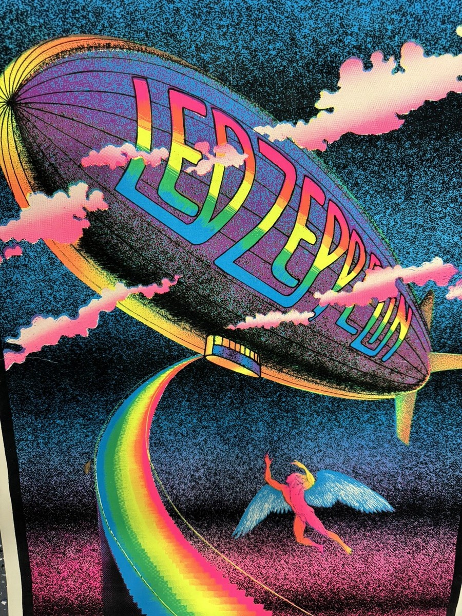 Vintage Led Zeppelin Stairway to Heaven Flocked Velvet Blacklight