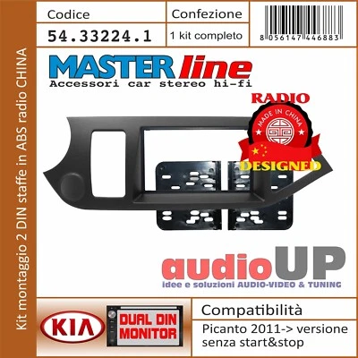 Masque Radio 2 DIN Kia Picanto 2011- Sans Start&Stop Avec Cadre Et Supports ABS - Photo 1/4
