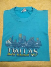 XL Dallas Texas Blue City Skyline 80s Single stitch Graphic Shirt Made in USA