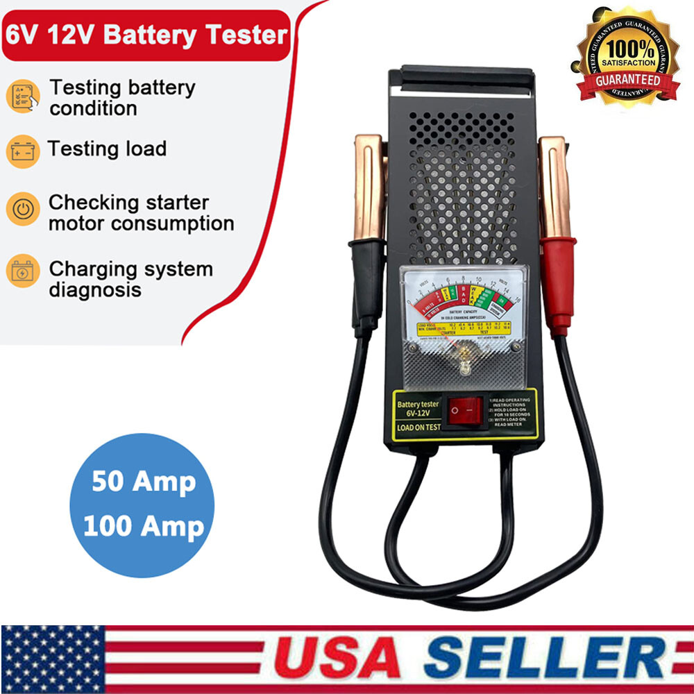 Battery Load Tester Alternator Test 6V & 12V with Voltmeter & Alligator Clips US