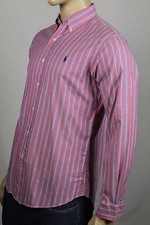Ralph Lauren Pink Blue Striped Classic Dress Shirt Navy Pony NWT