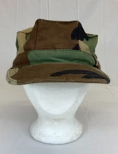 Camo Cadet Hat Fitted Cap Large Woodland Camouflage Utility Cap Green & Brown